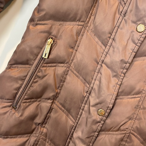 Kenneth Cole Size XS Women Down Puffer Coat Winter Jacket Brown Bronze - Picture 5 of 9